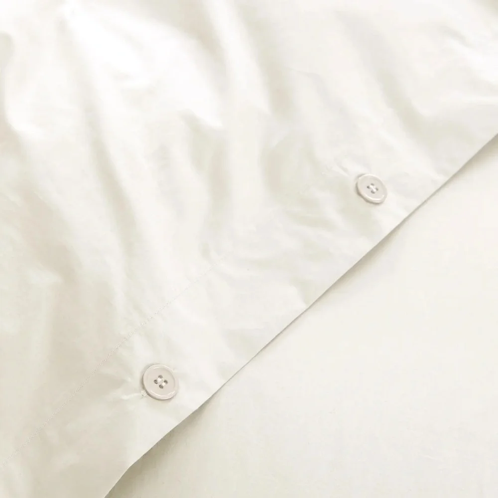QUINCE NWT classic organic percale pipes duvet -full/queen -white